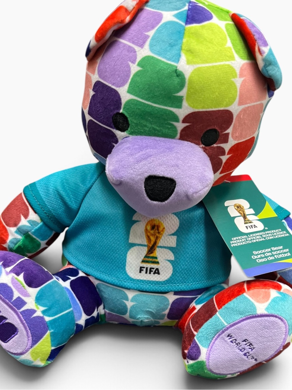 FIFA World Cup 2026 10-Inch Colorful Bear Plush FIFA Trophy Logo Tee-Ages 3+ NEW